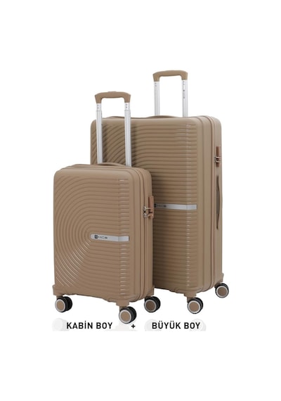 Mçs Bavul Büyük Ve Kabin 2li Set Kırılmaz Silikon Valiz V374 Şampanya Şampanya