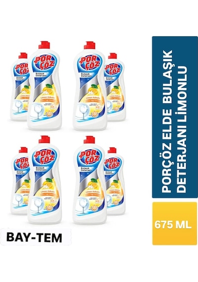8 Adet Porçöz Bulasik Elde Yikama Deterjani Limon 675 Ml