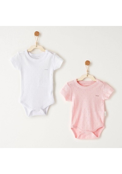 Andywawa Jacquard Basic 2'li Body Ac25554 Beyaz-pembe