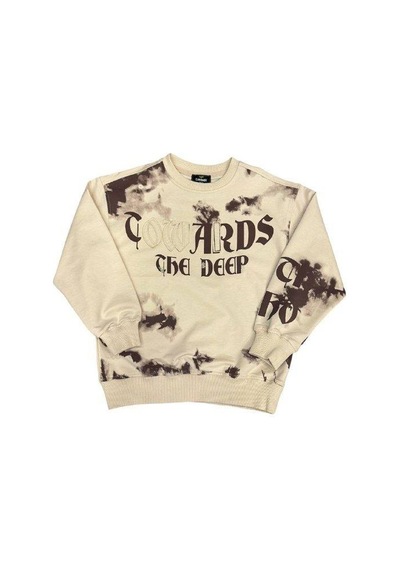 Carinos Erkek Çocuk Batik Desenli Coward Yazılı Sweatshirt-14847 Bej