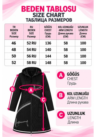 Darkwin Büyük Beden Fermuarlı Kışlık Midi Kadın Elbise Siyah