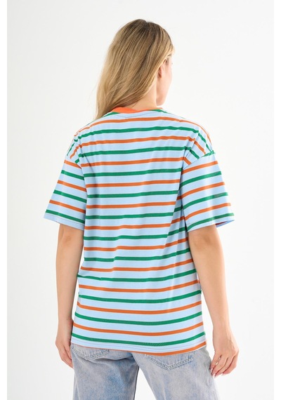 Alexandergardı Cep Detaylı Çizgili T-shirt Mavi