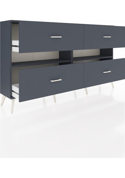 Arges Konsol 2 Raflı 4 Çekmeceli 176x30x99 Antrasit-antrasit Antrasıt/antrasıt - Antrasıt Arges Konsol 2 Raflı 4 Çekmeceli 176x30x99 Antrasit-antrasit Antrasıt/antrasıt - Antrasıt