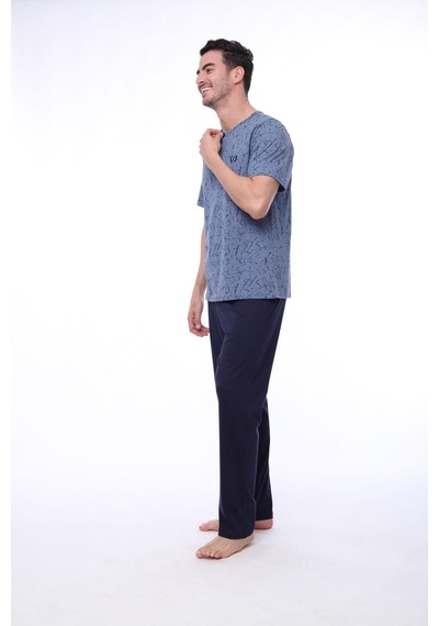 Pijadore Erkek 1403 Erkek Kısa Kollu Desenli Pijama Takım 001