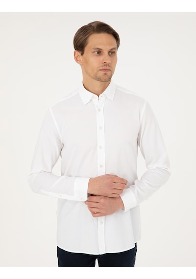 Pierre Cardin Erkek Beyaz Gömlek Desenli 50293255-vr013 Beyaz
