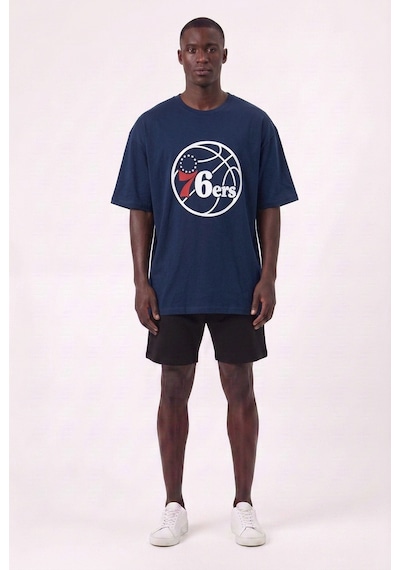 Usa 76'ers Lacivert Oversize Erkek T-shirt 11260 SİYAH