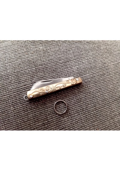 Omeniv 8 Cm Nostaljik Mini Çakı Anahtarlık Gümüş - Sarı