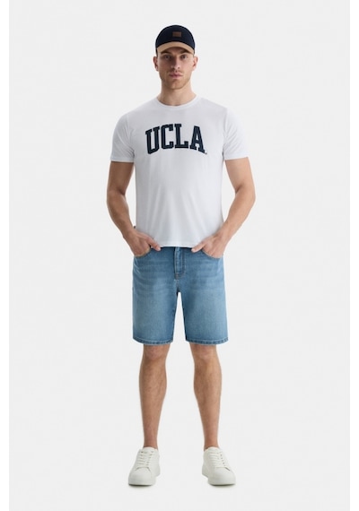 Ucla Culver Beyaz Bisiklet Yaka Baskılı Standard Fit Erkek Tshirt Beyaz