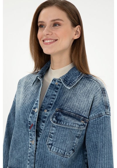 U.S. Polo Assn. Kadın Açık Mavi Jean Tunik Gömlek 50291134-DN0021