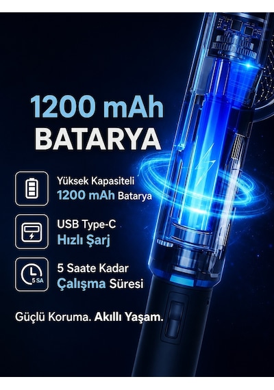 Dijital Ekranlı Şarjlı Sinek Raketi Usb Type-c Elektrikli Standlı El Tipi Mor Işıklı Sivrisinek Öldürücü Black