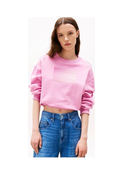 Tommy Jeans Tjw Rlx Gradıent Flag Crew Kadın Pembe Kazak Dw0dw21396u06 Pembe