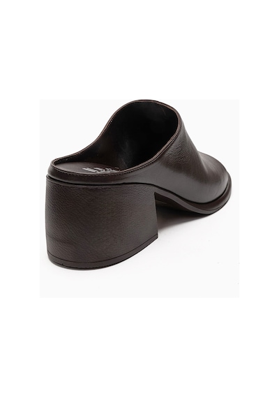 Luvishoes Sorex Kahverengi Cilt Hakiki Deri Kadın Kalın Topuklu Terlik