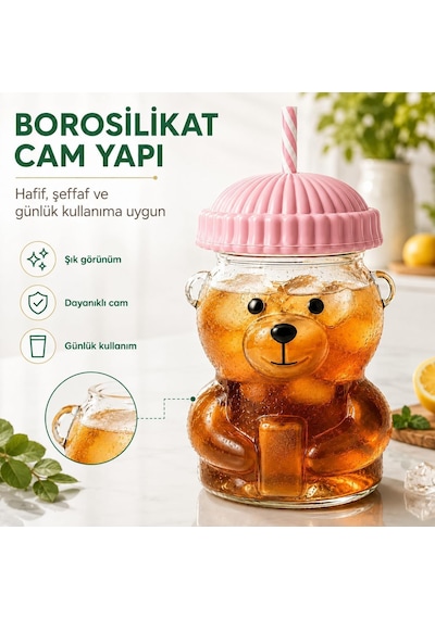Ayıcıklı Cam Bardak 580 Ml - Pipetli Kapaklı Borosilikat İçecek Bardağı - Soğuk Kahve Smoothie Limonata Su İçin Sevimli Ayı Tasarım - Hediye Kupa Dekoratif Sunum - Pembe Beyaz - Çok Renkli Ayıcıklı Cam Bardak 580 Ml - Pipetli Kapaklı Borosilikat İçecek Bardağı - Soğuk Kahve Smoothie Limonata Su İçin Sevimli Ayı Tasarım - Hediye Kupa Dekoratif Sunum - Pembe Beyaz - Çok Renkli