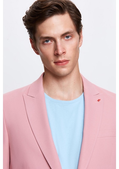 Twn Slim Fit Gül Kurusu Armürlü Uçan Blazer Kumaş Ceket 4ef04zb024092 Gül Kurusu