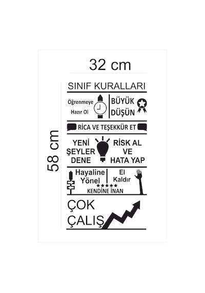 Sınıf Kuralları Dekoratif Duvar Sticker (58X32 Cm)