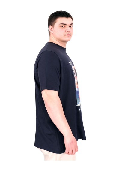 Mode Xl Büyük Beden Erkek Baskılı T-shirt Palm Dream U25026 Lacivert Lacivert