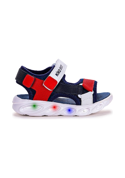 Kiko Kids 103 Işıklı Erkek Çocuk Cırtlı Sandalet Ayakkabı Lacivert - Kırmızı Lacivert - Kırmızı