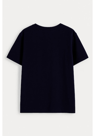 Markapia Woman Kadın %100 Pamuk Bisiklet Yaka Baskılı T-shirt Lacivert L