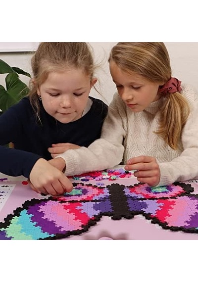 Plus Plus 9603915 Dahiyane Yapı Oyuncağı, Kelebek Yapboz, Yaratıcı Yapı Taşları, 800 Parça, Çok Renkli, Mini