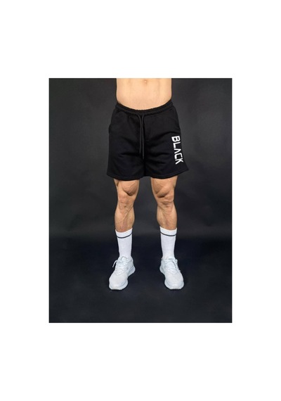 Medinenur Erkek Black Baskılı Siyah Regular Fit Cepli Şort Siyah