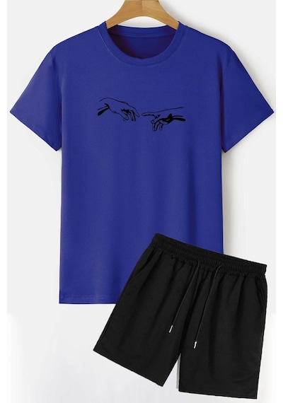 Uyguntarz Michelangelo Şort T-shirt Eşofman Takımı Mavi