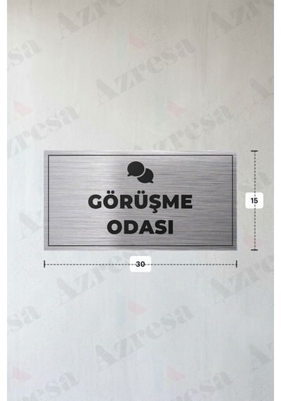 Görüşme Odası Yazılı - Metal - Gümüş Renk - Kapı İsimliği - 30x15 Cm