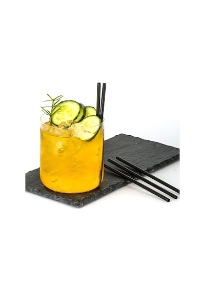 Plastik İnce Kokteyl Pipeti Siyah 14 Cm - 1000 Adet