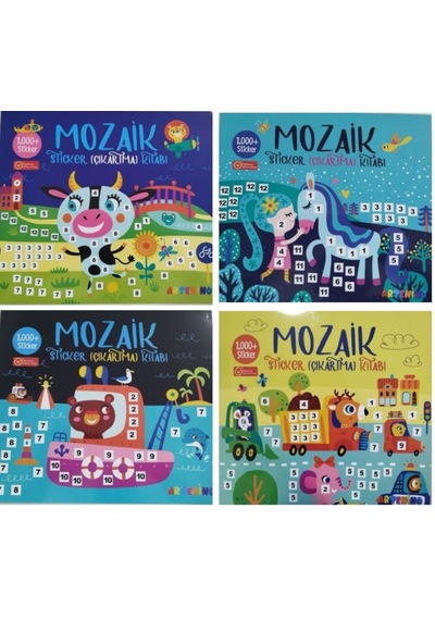 Mozaik Sticker Ve Aktivite Boyama Kitabı - 4'lü Kitap Seti