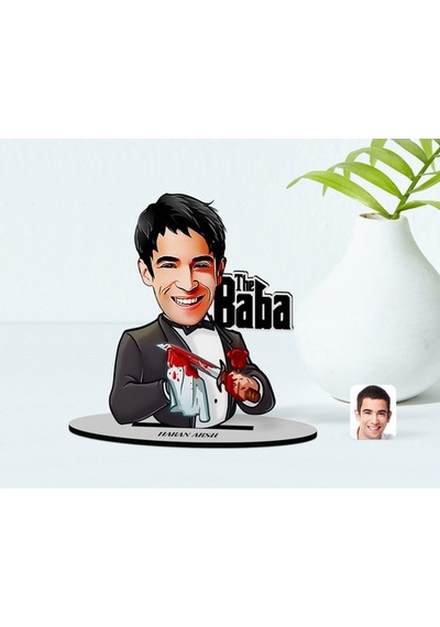 Kişiye Özel Godfather Baba Karikatürlü Ahşap Biblo Model-5