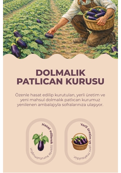 Dolmalık Patlıcan Kurusu 1 Paket 23-25 Adet