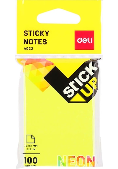 Deli Sticky Notes Yapışkanlı Not Kağıdı 76x51 Mm Neon 100 Sayfa A02202