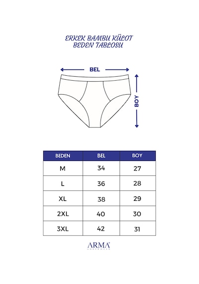 Arma Yıldız Erkek Bambu Slip Külot Düz Lacivert 3'lü Paket Lacivert
