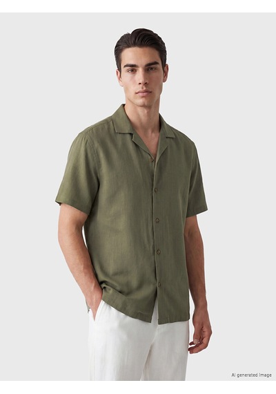 Lcw Vision Haki Regular Fit Krinkle Erkek Gömlek