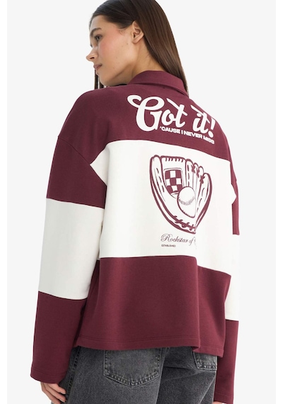 Defacto Coool Regular Fit Polo Yaka Sırt Baskılı Sweatshirt G3882ax25wnbr115 Bordo-br115 Defacto Coool Regular Fit Polo Yaka Sırt Baskılı Sweatshirt G3882ax25wnbr115 Bordo-br115