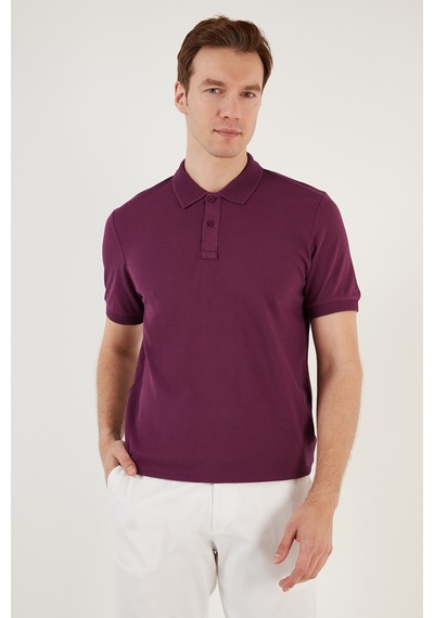 Buratti Pamuklu Regular Fit Düğmeli Erkek Polo Yaka T Shirt 5902739 Mürdüm