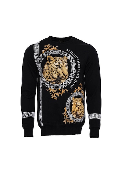 Wessi Siyah Taşlı Desenli Sweatshirt Siyah