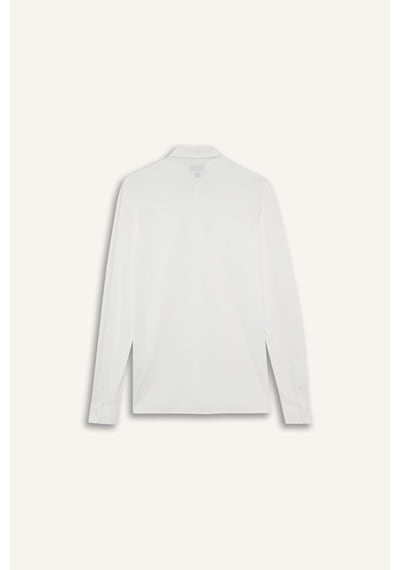 Defacto Regular Fit Polo Yaka Penye Uzun Kollu Gömlek E8067ax25auer105 Ekru