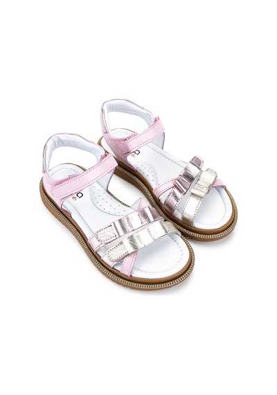 Tamer Tanca Çocuk Hakiki Deri Pembe/gümüş Düz Sandalet 406 4761 Sndlt 31-36 Y26 Pembe/gumus