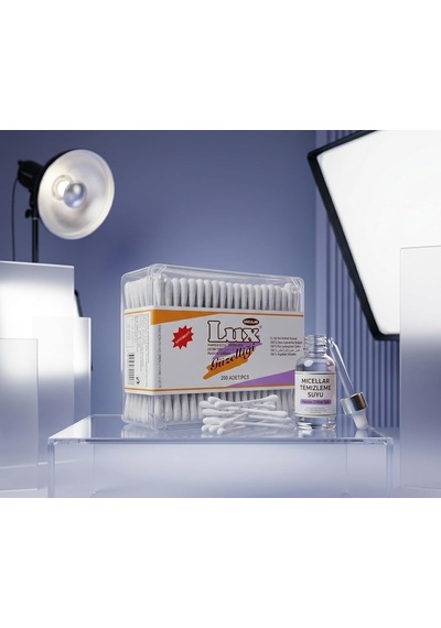 Lux 200 Adet Pamuklu Kulak Çubuğu,%100 Saf Hidrofil Pamuk, Hassas Kullanım