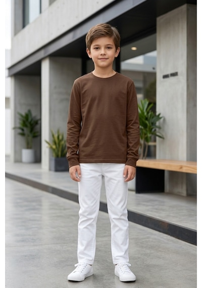 Kiagu Erkek Çocuk Uzun Kollu Basic Düz Tişört %100 Pamuk Bisiklet Yaka T-shirt 2-13 Yaş Moka Kiagu Erkek Çocuk Uzun Kollu Basic Düz Tişört %100 Pamuk Bisiklet Yaka T-shirt 2-13 Yaş Moka