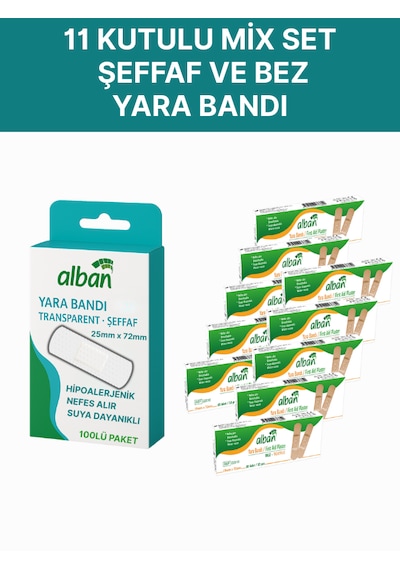 Şeffaf / Bez Yara Bandı Karışık Set 200 Adet