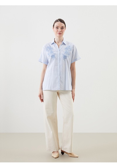 Lcw Grace Mavi Çiçekli Kadın Gömlek
