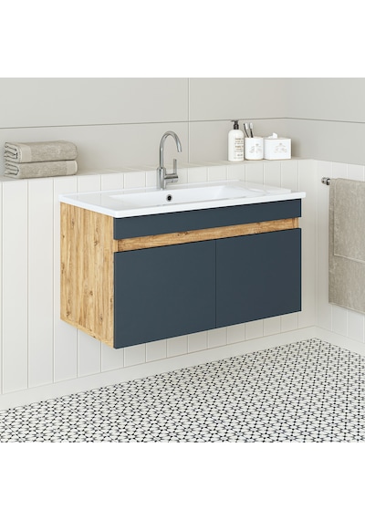 Roomart '' Lavabolu '' Atlantik - Antrasit Mdf 85 Cm Banyo Dolabı Atlantik Çam - Antrasit