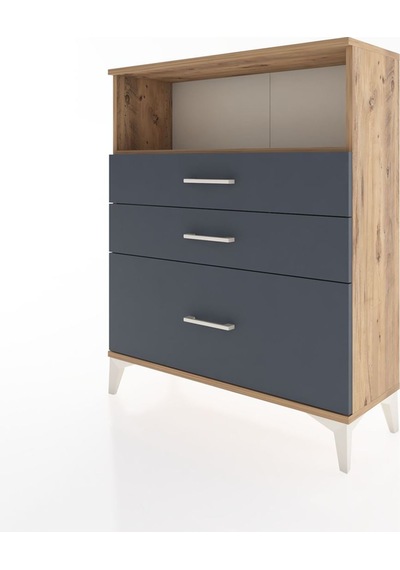 Arges Şifonyer Tek Raflı 3 Çekmeceli 88x30x106 Çam-antrasit Atlas Çam