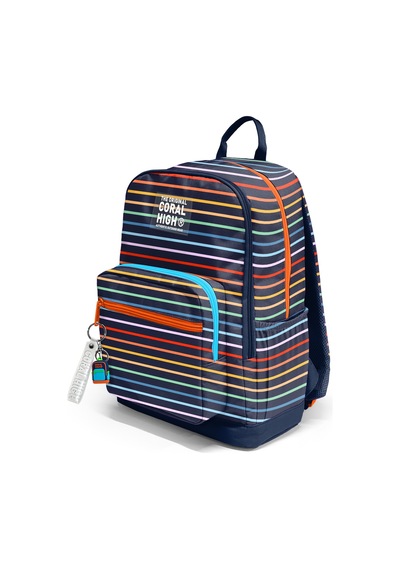 Coral High Çok Renkli Çizgi Desenli Okul Sırt Çantası 33231 Lacivert