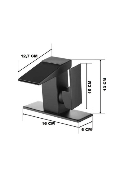 Rena Design Dijital Sıcaklık Göstergeli Siyah Kare Lavabo Bataryası Musluğu Çiftgirişli Armatür Sayaç Ekranlı