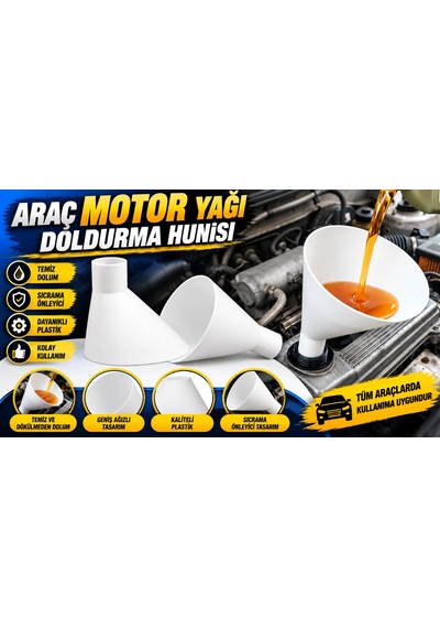 Araç Motor Yağı Doldurma Hunisi Geniş Ağızlı Sıçrama Önleyici Pratik Yağ Dolum Aparatı