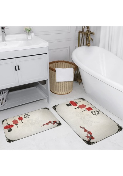 Rovigo Home Baskılı Kaymaz Taban 2 Li Banyo Paspas Takım Rvg5081-100X60-60X50 Çok Renkli