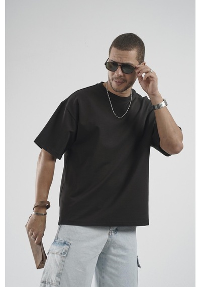 King Brich Oversize Kalıp Basic %100 Pamuklu Erkek Tişört Siyah