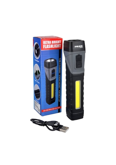 Police Ps-343 Power Cob Ledli Şarjlı El Feneri Siyah